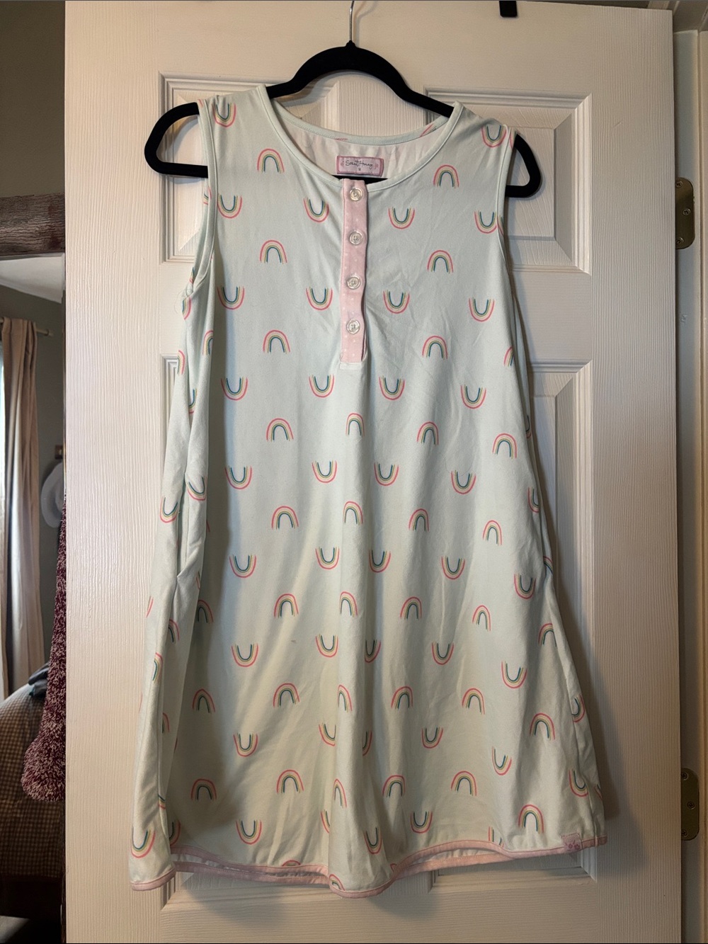 SweetHoney Light Mint and Pink Sleeveless Rainbow Nightgown